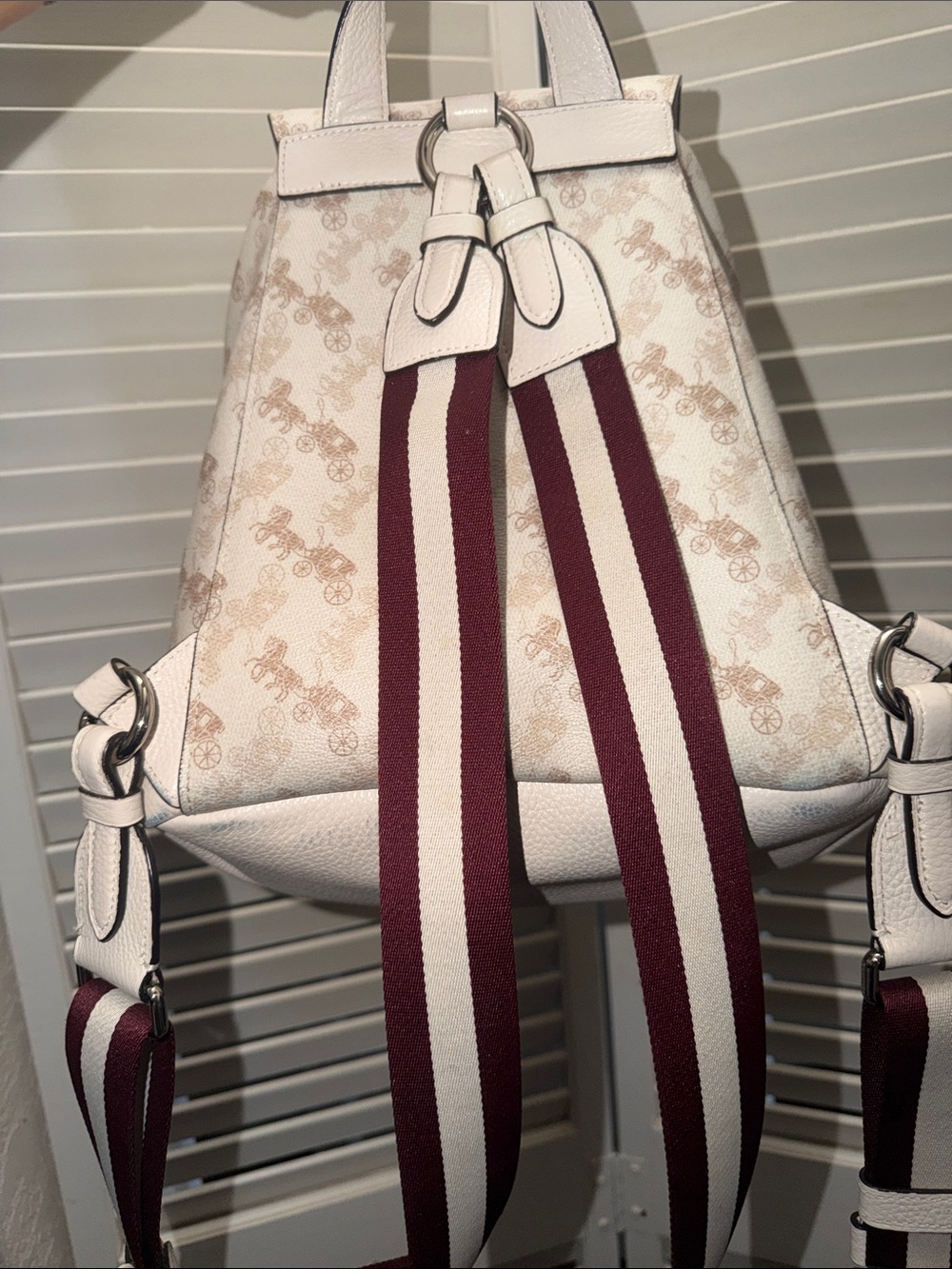 Coach Signature Print Cream Backpack - Picture 6 of 8